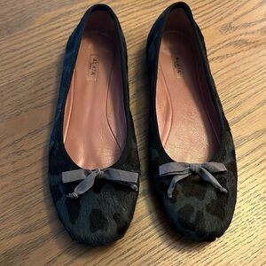 Alaia Ballet Flats Size 39 Blue Black Cheetah Calf Hair Leather